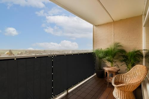 ColourTree 3' x 10' Black Balcony Privacy Screen 90% Blockage Fence Cover