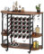 Dripex Weinregal, Weinschrank für 25 Flaschen, Weinständer mit Glashalter und Tischplatte, Weinregale auf Rollen, Wein Aufbewahrung, Barschrank Holz, 119 x40 x 101 cm