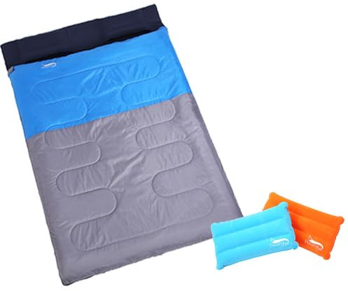 XiaoXIN Outdoor-Doppelschlafsack, 2-Personen-Schlafsack mit 2 Kissen für Rucksackreisen, Wandern