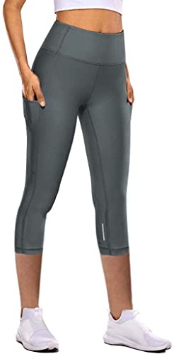 Capri Leggings dam, sportleggings, 3/4, yogabyxor, sportbyxor, löparbyxor, träningstights med mobiltelefonficka, hög midja, gym, leggings, sportleggings, långa magkontroll, sportleggings, elastiska,