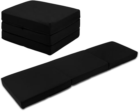 Sapphire Collection Z bed Cube Foldable Futon Mattress for Adults Kids Sleepover Chair Bed Single Futon Ready Bed Floor Mattress for Living Room Playroom Soft & Comfy Foam (Black)