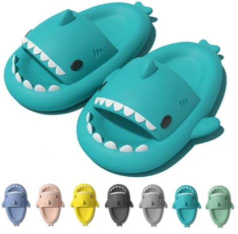 IDEINER Ciabatte Squalo Donna Uomo Shark Slippers Pantofole Squalo Estive Open Toe Sharky Slides Antiscivolo Sandali da Spiaggia Piscina Bagno Morbide Cloud Sharko Verde Menta Taglia EU 42/43