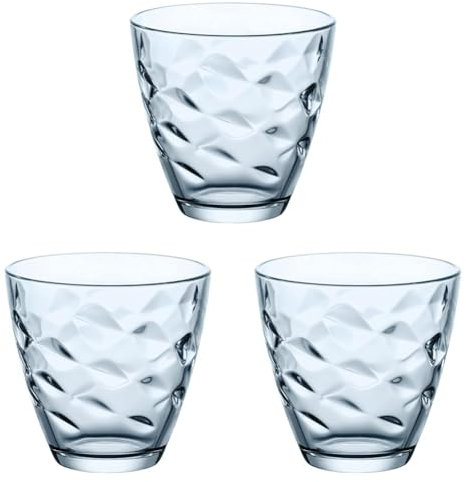 Bormioli Rocco 1662017 Vaso Flora - Agua de cristal (6 unidades, 26 cl), color azul (Paquete de 3)