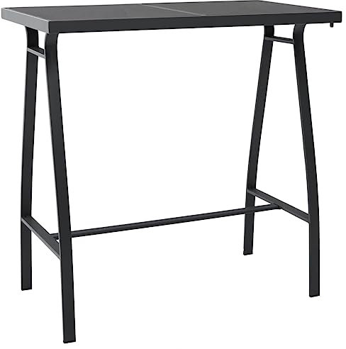 WKIEQACO Outdoor Outdoor Tische, Garten Bartisch, Schwarz, 110 x 60 x 110 cm, gehärtetes Glas