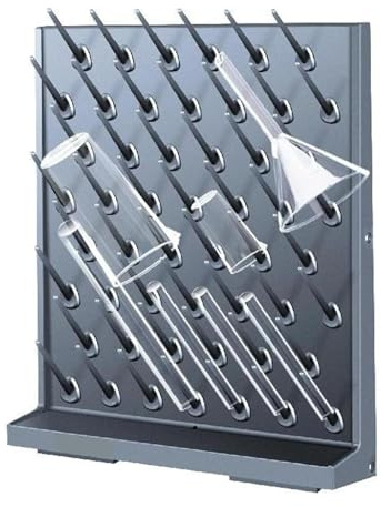 Rack di essiccazione da laboratorio, rack di sgocciolamento for provette da laboratorio monofacciale da 52 aste, banco da laboratorio con pannello forato, con foro di drenaggio