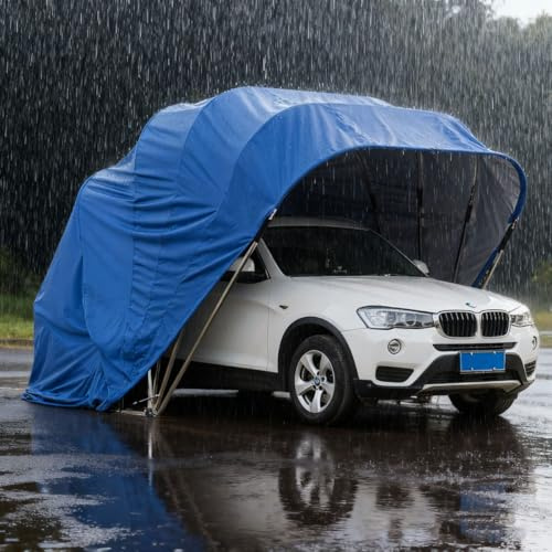 Riparo per posto auto coperto, in acciaio inox resistente, protezione per tutte le condizioni atmosferiche per veicoli, design retrattile per una maggiore durata e versatilità