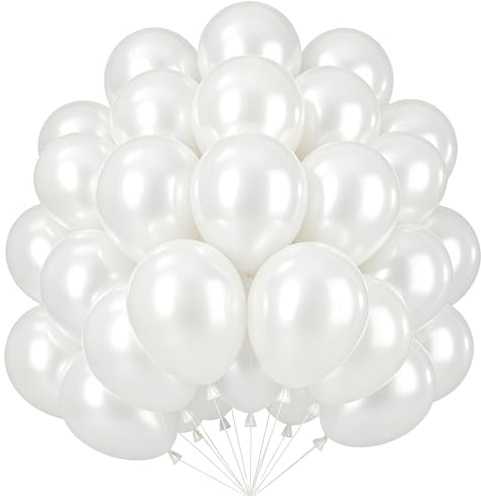 Ballonger pärlvit, 100-pack 25 cm (10 tum) pärlvita latexballonger, vit heliumballong, pärlor vit girlang partyballonger set för babyshower bröllop, alla hjärtans dag, födelsedagsfest, dekoration