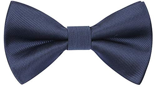 HISDERN Navy Blau Fliege Herren Bereits Gebunden Verstellbar Schleife Einfarbige Fliegen für Männer Hochzeit Anzug Smoking