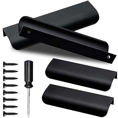 Mnixy Versteckte Schrankgriffe 4Stk Möbelgriffe Aluminium Profilgriff Schwarz Schrankgriffe Nnsichtbare Griffe Verdeckter Schubladengriff Küchengriffe