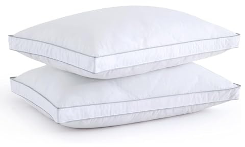 Bedding Home Pillows 2 Pack Hotel Quality - Firm Pillows for Side Sleepers, Orthopaedic Neck Pillow for Back Pain Relief - Hypoallergenic Gusseted Box Pillow (2pk)