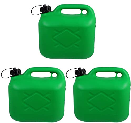 SPARES2GO Jerrican pour carburant essence et diesel avec bec flexible (5 L, vert) - Lot de 3
