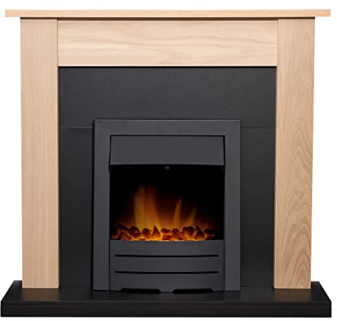 Adam Southwold Fireplace in Oak & Black with Colorado Electric Fire in Black, 43 Inch