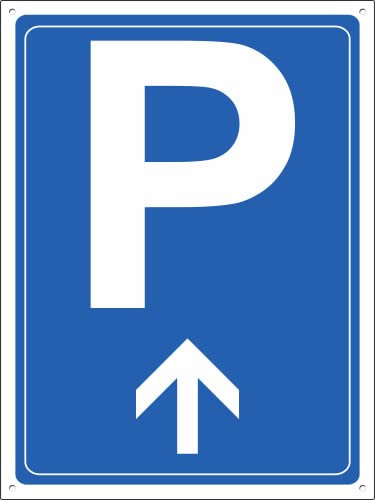 Pubblimania Parkschild mit Pfeil | 3 mm Verbund-Aluminium Für den Außen- oder Innenbereich (30 x 40 cm mit Pfeil nach vorne)