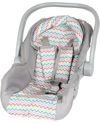 Adora Baby Doll Car Seat Carrierwith Removable Cover Machine Washable Fits Most Dolls and Stuffed Animals Birthday Gift for Kids Ages 2 and Up - Rainbow Zig Zag