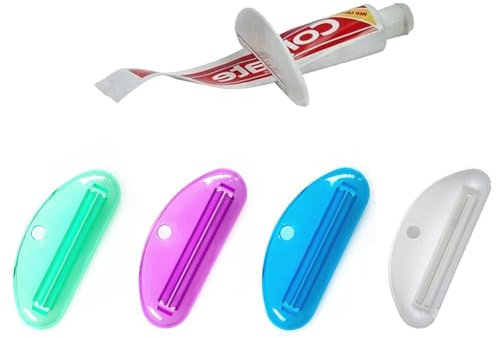Toothpaste Tube Squeezer,4 Pcs Toothpaste Squeezer Dispenser,Plastic Toothpaste Clips Tube Squeeze,Convenient Tube Squeezer (Transparent Color)