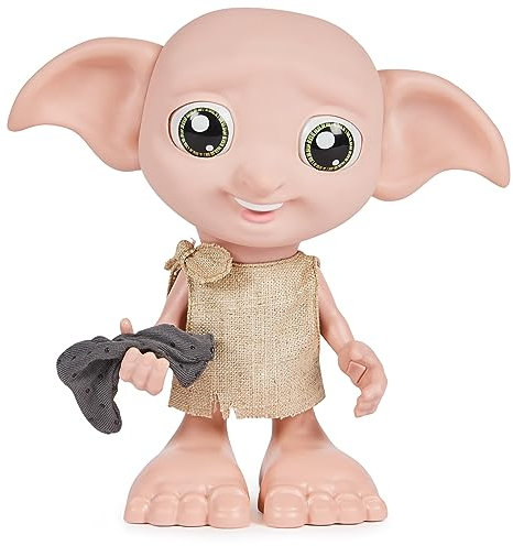 Spin Master 6067280 Wizarding World Harry Potter, interaktive Magical Dobby Elfenpuppe mit Socke, über 30 Geräusche und Sätze, 21,6cm, Spielzeug für Kinder, Black