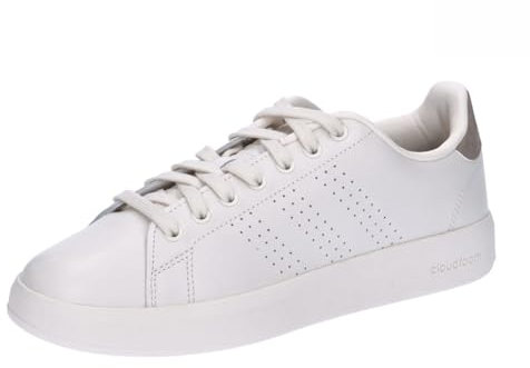 adidas Damen Advantage Premium Leather Shoes, chalk white/chalk white/champagne met, 40 2/3 EU