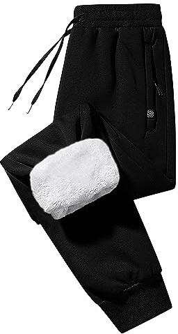 Imuedaen Men's Fleece Lined Joggers Casual Tracksuit Bottoms Warm Pants Athletic Trousers Drawstring Sweatpants with Pockets
