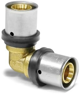 Sanpro THPRESS Pressfitting 90° Winkel - Bogen mit TH Kontur, Größe 20x2, Messing (Pressfitting)