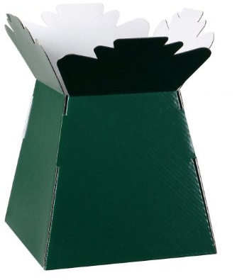 Hand-Tied Vase Florist Bouquet Boxes | Aqua Presentation & Transporter Boxes | Pack of 5 | Durable Flower & Plant Packaging | Glossy Dark Green