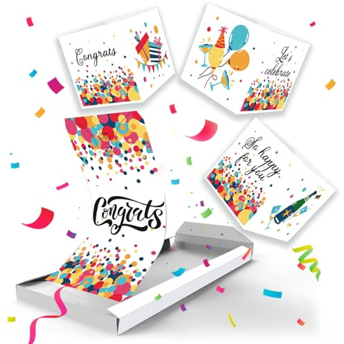 «BOOM!» Biglietto di Auguri Congratulazioni - 3 Cubi Pop-Up, Esplosione di Coriandoli, Idea Regalo Divertente per Ogni Occasione, Scherzo Festa per Lui o Lei
