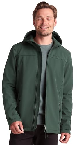 TOG24 Feizor Men's Softshell Jacket Lightweight Fleece Lined Water Resistant Warm Jackets Rain Coat Windbreaker Hiking Jackets with Hood Racing Green M