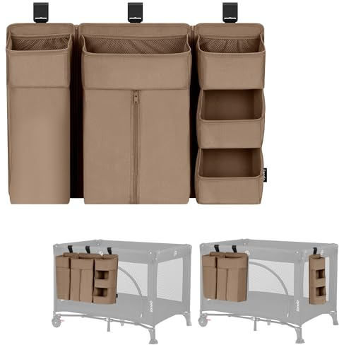 lionelo Organisateur Lit Bébé Sidepocket Large, Pochette Suspendue Lit, Table à Langer, Couches, Lingettes Bébés, pour Chambre Enfant, 58x11x58 cm