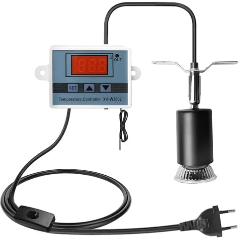 GBKDQQ Lámpara de calor para reptiles de 200 W, con regulación inteligente de temperatura, lámpara de calor E27, terrario, interruptor giratorio de 360°, lámpara para tortugas, serpientes, lagartos