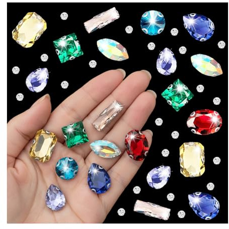 SZMK 240 Pezzi Strass da Cucire,Pietre per Tessuti da Cucire,Rhinestones for Clothes,Passamaneria Pietre per Abbigliamento,Cristalli Decorativi per Bigiotteria per DIY, Decorazione - Multicolore
