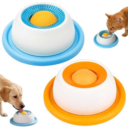 Galenecx 2 Pièces Boule de Léchage Chien, Bol Léchage avec Balle Rotative | gamelle Anti glouton Petit Chien Interactiv, pour Nourriture Humide, Chiots Qui s'ennuient, Chats