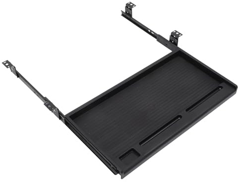 HEANUJJ Bandeja Teclado bajo Mesa Negra con Diseño Deslizante y Cajón Extraíble para Oficina, Fácil de Sacar y Organizar Teclado en Material PP con Rieles