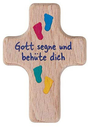 Handschmeichler Holz 6cm / Holzkreuz Kreuz Gott behüte dich / mit Geschenkkarte