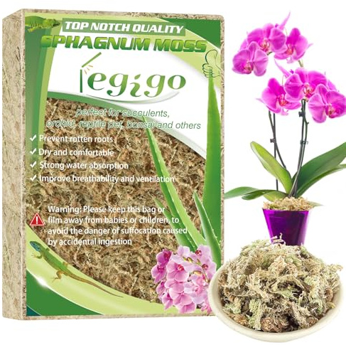 Legigo 100g Premium Sphagnum Moss Potting Mix- 4 L Natural Succulent Carnivorous Plants Moss Dried, Plant Growing Medium for Orchid Succulent Sarracenia Orchid Gardening Plants Reptiles
