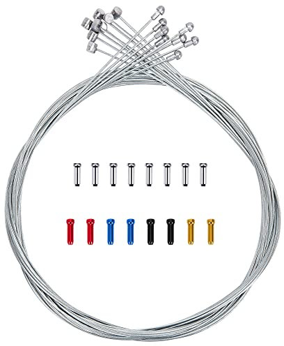 Fahrrad Bremskabel 8 Stück 1.7m mit 16 Kabel Endkappen Fahrradbremskabel Bremszüge für Mountainbikes und Rennräder (Doppelköpfe)