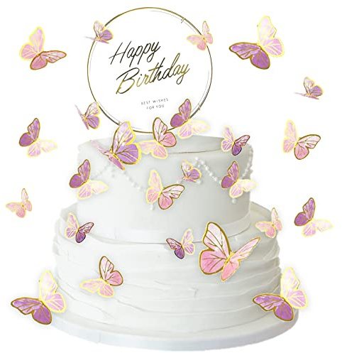 67 Pezzi Farfalla Decorazioni per Torte Farfalla Cupcake Toppers Decorazioni per Torte a Farfalla per Compleanno Torte Alimentari Festa Parete Decorazioni Papillon Décoration Gâteau