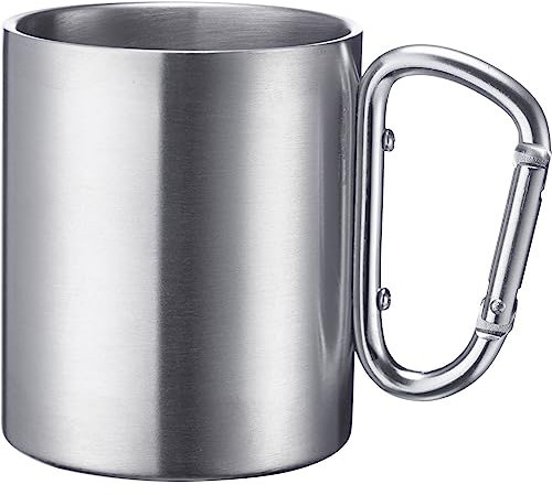 Westmark Taza con asa de mosquetón – práctica taza para acampar al aire libre, ideal para bebidas frías y calientes, mosquetón para sujeción – 300 ml, acero inoxidable, aluminio