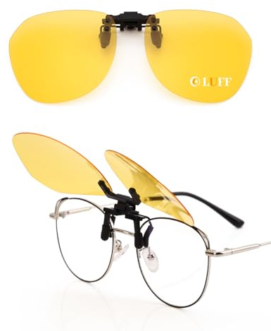 LUFF Lunettes de conduite nocturne à clip pour hommes et femmes, lunettes polarisantes anti-éblouissement, vision HD UV400, adaptées à la conduite nocturne