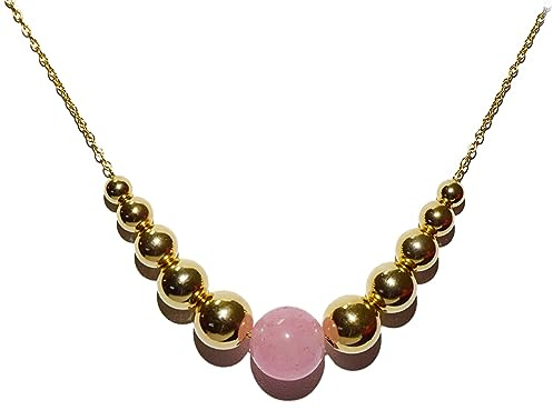 Jewelry By Sweet Pea 14K Yellow Gold Filled 22.0 inch Add A Bead Necklace Chain w/Semi-Precious 10mm Pink Quartz Bead and 10 Decending 14k YGF Beads