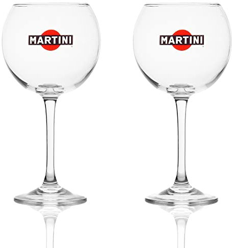 Albellion 2 Stück Original MARTINI Glas Gin Gläser Ballonglas mit Logo transparent