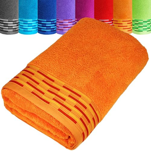 Lashuma Badetuch groß für Damen - Herren, Lugano XXL Sauna Handtuch Orange 100x200 cm