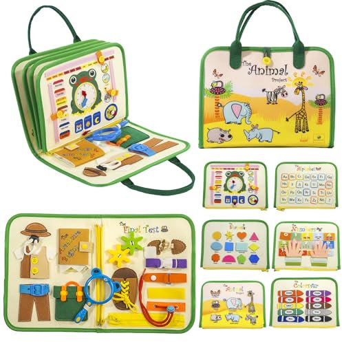 GLOBALSY Busy Board - Tavola Sensorial Montessori, Giocattoli Montessori 2 3 4 anni, Montessori Giochi Educazione Precoce | Regali bambini 2 anni