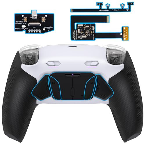 eXtremeRate RISE4 Plus Max Palettes Boutons Arrière pour ps5 Manette BDM-010 020,Coque Arrière avec Boutons Contrôle Gâchette,Remap Kit Programmable pour ps5 Clicky Trigger Stop-Noir Blanc