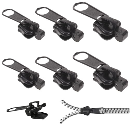 6 Stück Reisverschluss-Zipper Ersatz, Beojonvy Reißverschluss Reparatur Set, zipper für reißverschluss, Reisverschluss-Reparaturset für Jacken, Rucksäcke, Koffer (Schwarz)