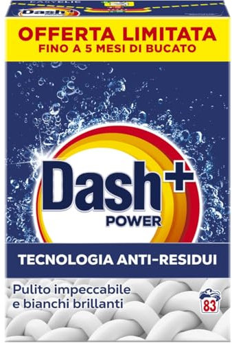 Dash Detersivo Per Bucato In Polvere, 83 Lavaggi, Tecnologia Anti Residui, Rimuove le macchie, efficace anche a freddo e in cicli brevi