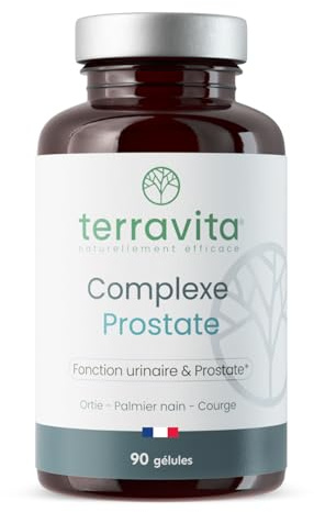 Complexe PROSTATE | Protection de la Prostate et Confort Urinaire Homme | Lutte Naturellement et Efficacement contre l’HBP et les Mictions | Dosage Clinique | 90 Gélules | Made in France | Terravita