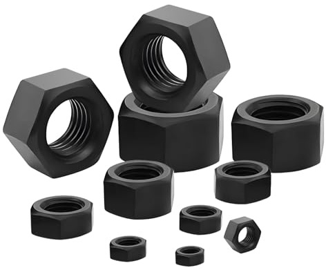 Ezitruz Tuercas hexagonales galvanizadas M2, 120 unidades, color negro, tuercas hexagonales autoblocantes, tuercas hexagonales, tuercas de seguridad para tornillos, varillas roscadas, arandelas