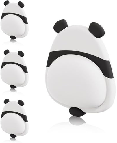 Set di 4 fermaporte, fermaporte a muro, dispositivi di protezione per porte, riutilizzabili, in silicone (design panda).