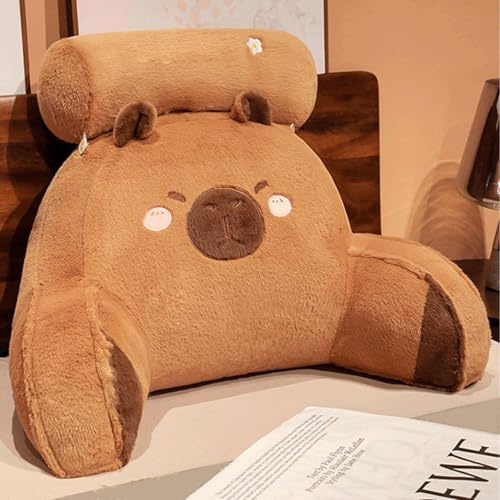 Cuddle Cushion For Kids Adults, Capybara Reading Pillow, Bed Rest Pillow, Soft Cosy Reading Cushion With Neck Roll And Arms For Sitting In Bed Or On The Couch, Backrest For Adults, For Readings, TV