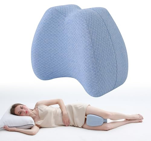 WORKKOOL Ergonomisches Kniekissen gegen Schmerzen - Orthopädisches Beinkissen für Beine, Hüfte & Rücken- Abnehmbare, waschbare Hülle(Blau)