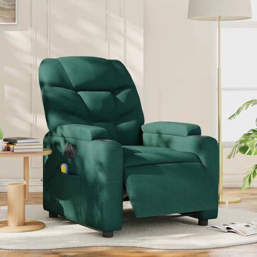 Mimdixy Fauteuil de télévision, fauteuil lounge, fauteuil de massage, électrique, en tissu vert foncé, pour chambre à coucher et salon, installation rapide